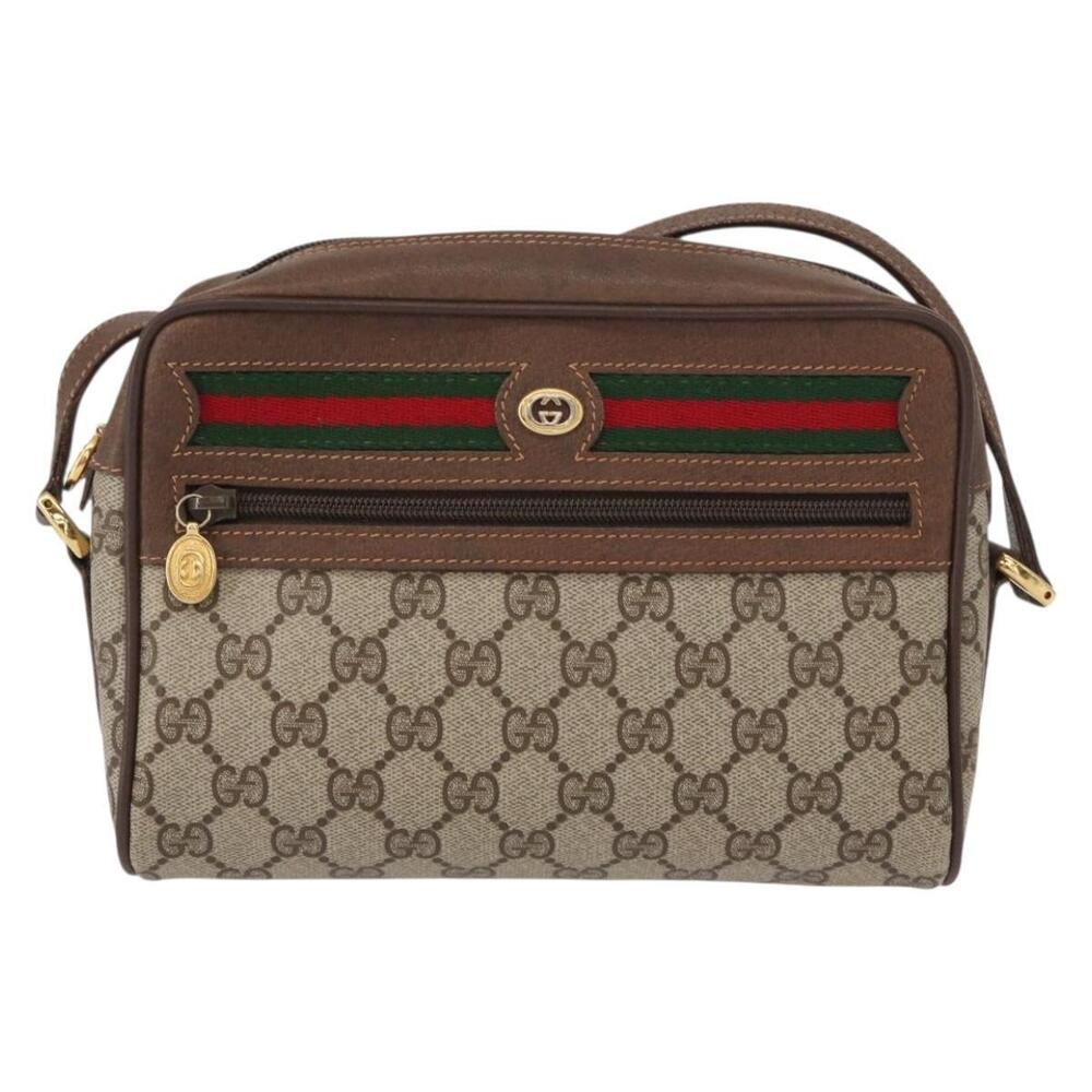 GUCCI GG Supreme Web Sherry Line Bag PVC Beige Red 119 02 087 Auth 152569 - Picture 13 of 16